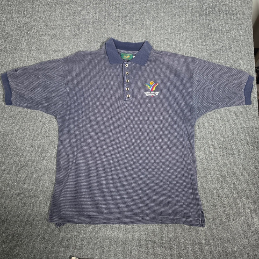 Vintage Pace Setter 1999 Winnipeg Pan Am Games Polo Shirt Mens XL Blue Gray